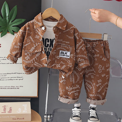 Jacquard denim long sleeved three piece set for babies - SkyeDragon Gifts