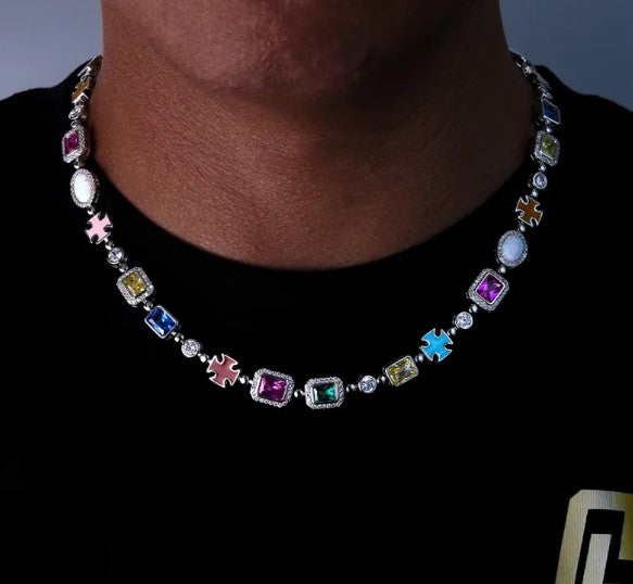 Gold-Plated Hip-Hop Gemstone Necklace - SkyeDragon Gifts