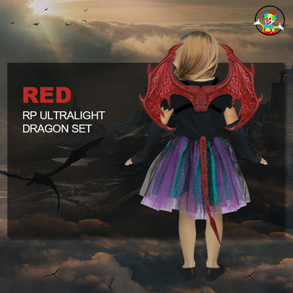 Halloween Children's Dragon Costume Set with Wings and Tail, 3-Piece Cosplay Outfit Props