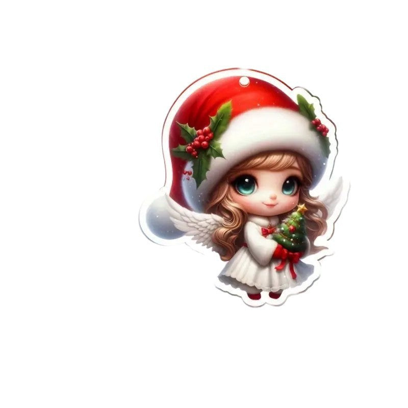 Acrylic Flat Classic Christmas Hat Little Fairy Series Christmas Tree Decoration Pendant Keychain