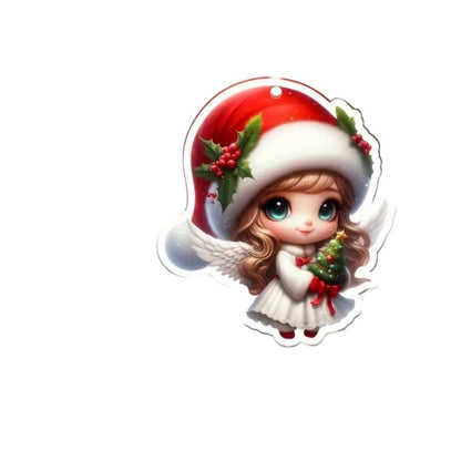 Acrylic Flat Classic Christmas Hat Little Fairy Series Christmas Tree Decoration Pendant Keychain