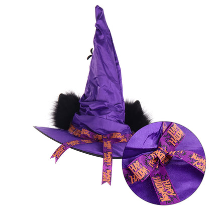 Halloween Fuzzy Animal Ears Dark Witch Hat Cosplay Spider Rose Wizard Performance Prop - SkyeDragon Gifts
