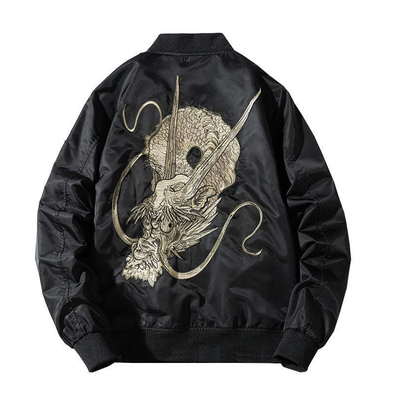 Style Dragon Embroidery Flight Jacket Thin Spring Autumn Trendy Baseball Jacket Unisex Versatile Jacket - SkyeDragon Gifts