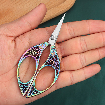Retro Small Scissors Tailor Cutting Thread Head Tea Pointed Stainless Steel Office Dragon And Phoenix Handmade Special Gold Scissors - SkyeDragon Gifts