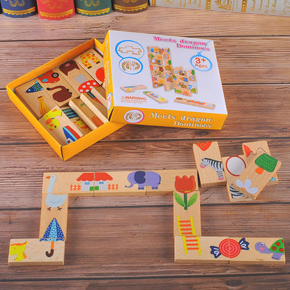 Wooden animal dragon puzzle puzzle children's early education teaching aids and puzzle toys - SkyeDragon Gifts