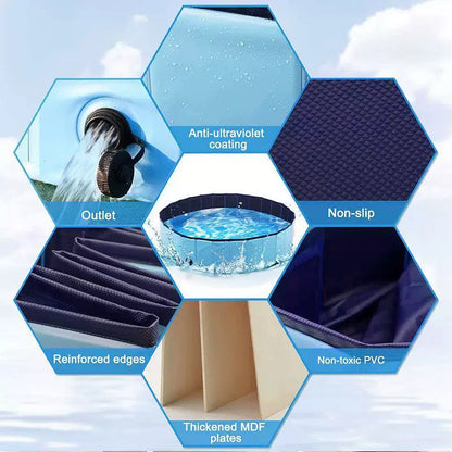Portable Dog Swimming Pool – Foldable Pet Bathing Tub with Drain, Outdoor Puppy Pool for Summer Water Fun & Cleaning - SkyeDragon Gifts