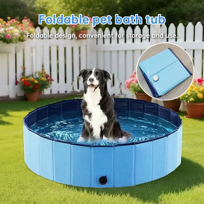 Portable Dog Swimming Pool – Foldable Pet Bathing Tub with Drain, Outdoor Puppy Pool for Summer Water Fun & Cleaning - SkyeDragon Gifts