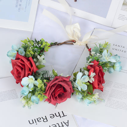 Super Fairy Girl Bride Scenic Area Photography Flower Wreath Hair Accessories Handmade Silk Flower Wreath Headwear