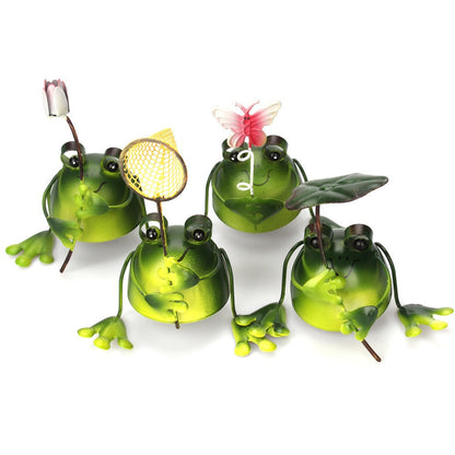 4 sets of cute frog iron ornaments and metal crafts