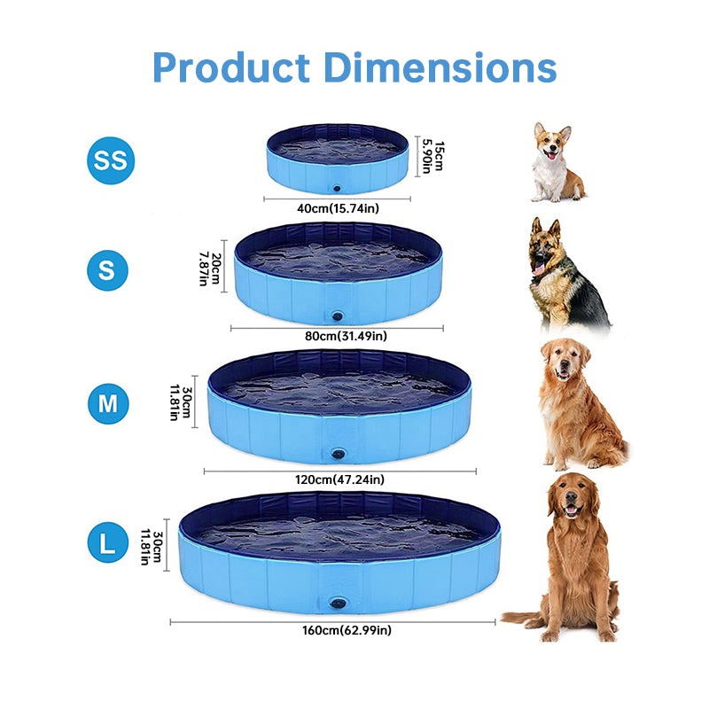Portable Dog Swimming Pool – Foldable Pet Bathing Tub with Drain, Outdoor Puppy Pool for Summer Water Fun & Cleaning - SkyeDragon Gifts