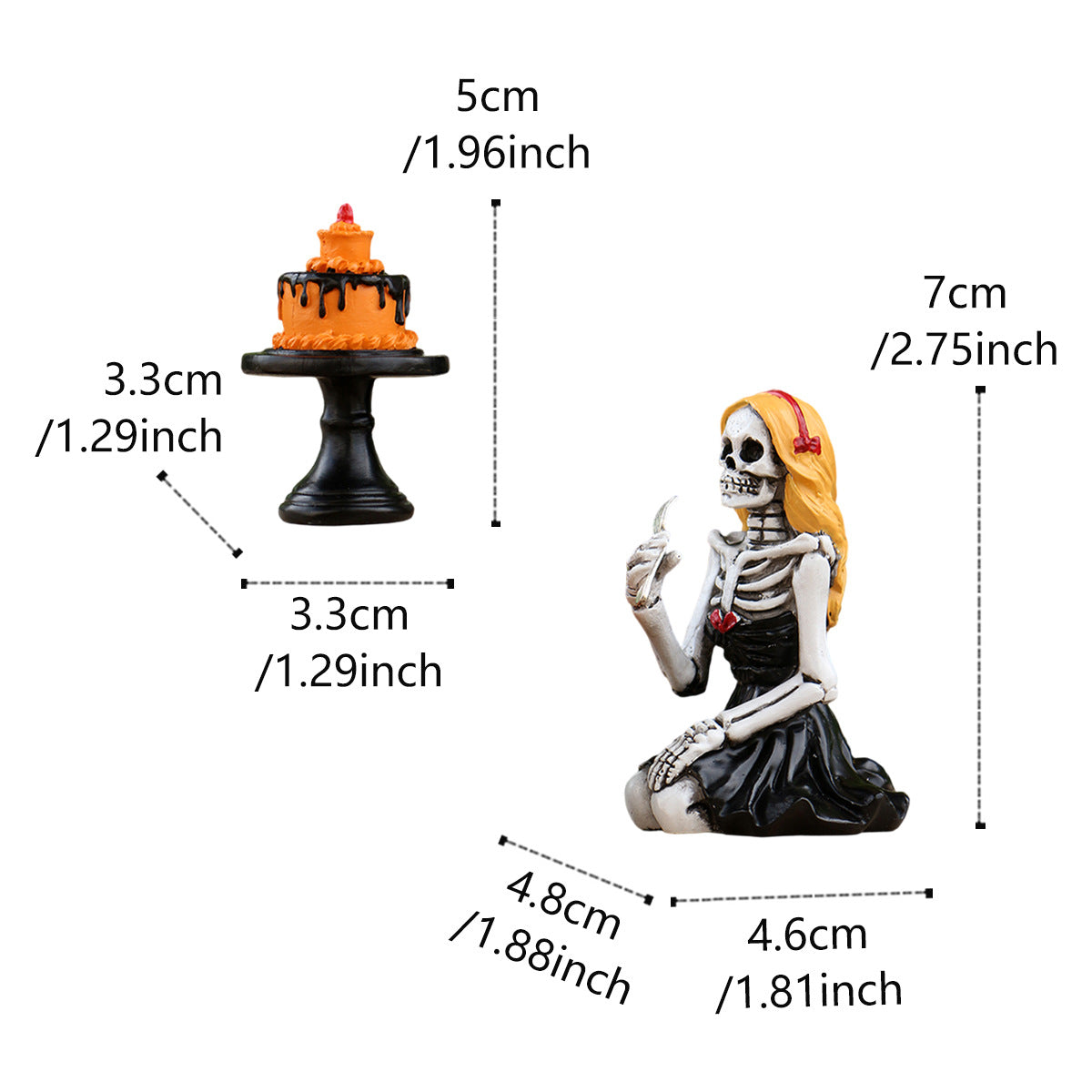 Festive Skull Girl Statue Decoration for Halloween Home Skeleton Scene Resin Craft - SkyeDragon Gifts