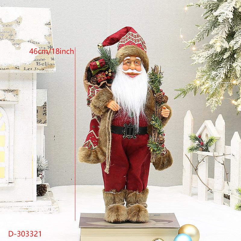 18 Inch Standing Santa Claus Doll With Snow Boots And Backpack Christmas Decor
