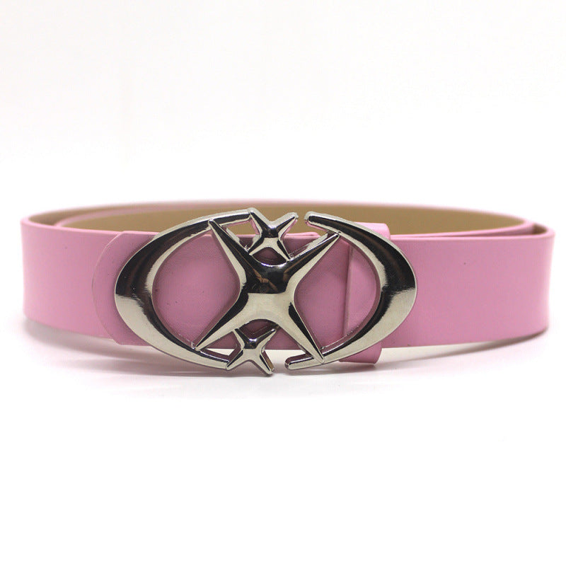 Original Design Double Crescent Moon Cross Star Buckle Belt - SkyeDragon Gifts