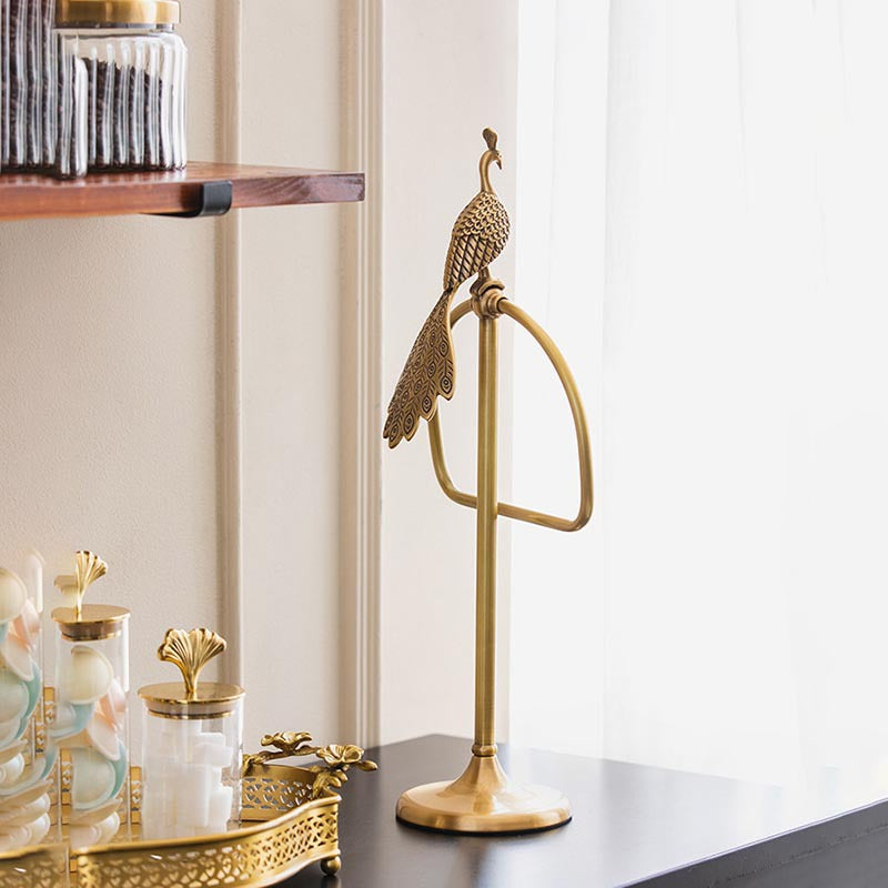 Brass peacock towel ring bathroom vertical towel rack storage shelf bathroom supplies