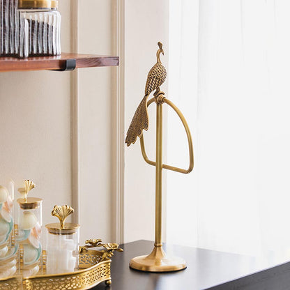 Brass peacock towel ring bathroom vertical towel rack storage shelf bathroom supplies