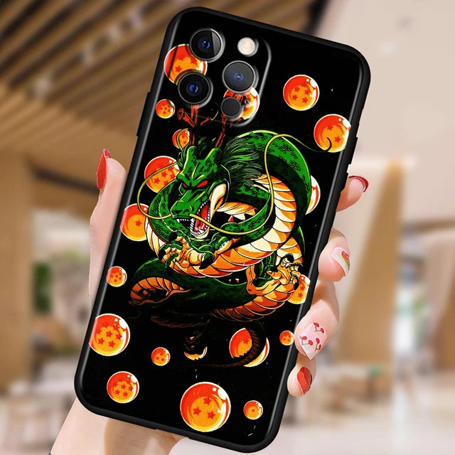 Japanese Art D-Dragon Ball Z For Apple iPhone 15 14 13 12 Pro Max Mini 11 Pro XS Max X XR 6 7 8 Plus SE 2020 Black Phone Case - SkyeDragon Gifts