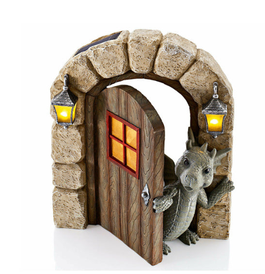 Little Dragon Ornament On The Cute Balcony Dinosaur Door Open Garden Ornament Resin Handicraft Ornament Statue - SkyeDragon Gifts