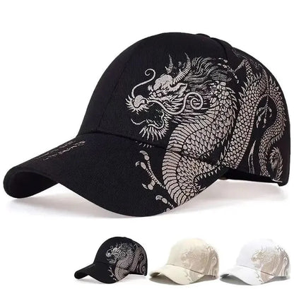Men and women universal new Chinese dragon printing paragraph duck tongue cap pattern neutral wind adjustable baseball cap - SkyeDragon Gifts