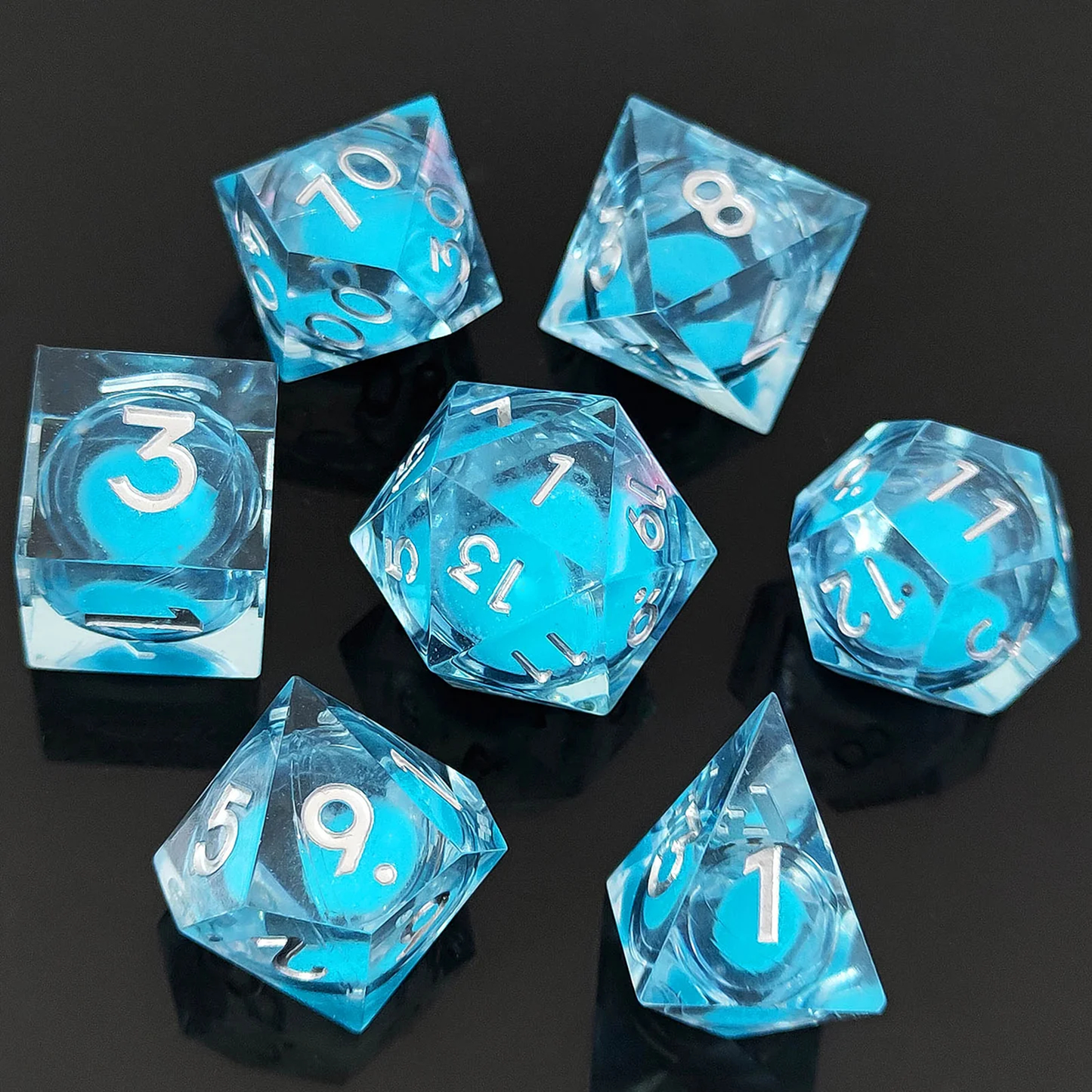 Resin Sand Flow Dice Liquid Core DND DungeonsDragons TRPG Board Game Dice Set Roleplaying Cthulhu - SkyeDragon Gifts