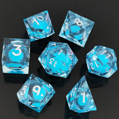 Resin Sand Flow Dice Liquid Core DND DungeonsDragons TRPG Board Game Dice Set Roleplaying Cthulhu - SkyeDragon Gifts