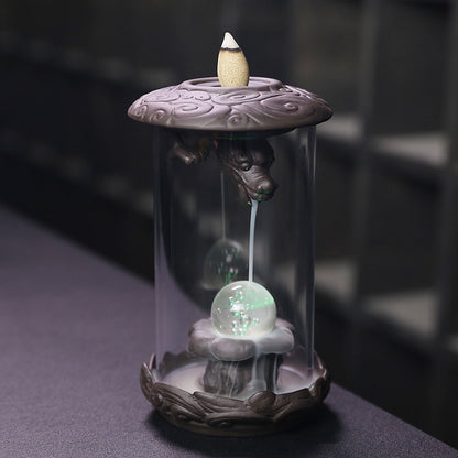 Purple Sand Dragon Backflow Incense Burner Creative Led Light Windproof Cover Dragon Backflow Incense Burner Home Decoration - SkyeDragon Gifts