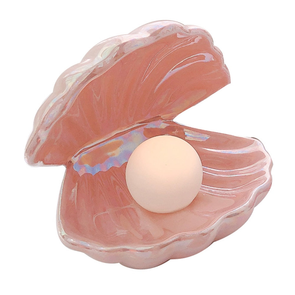 Mermaid Shell Pearl Night Light – Ceramic Bedside Lamp - SkyeDragon Gifts