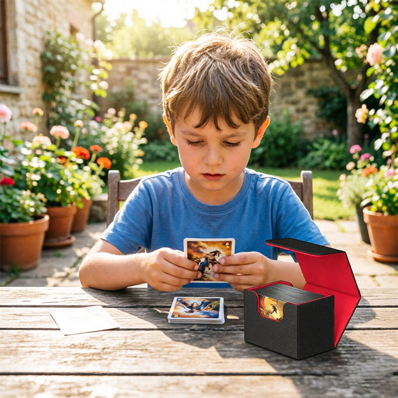 Magnetic Trading Card Storage Box - 100 Card Capacity (Sleeved), Waterproof & Stain Proof Collectors Case - SkyeDragon Gifts