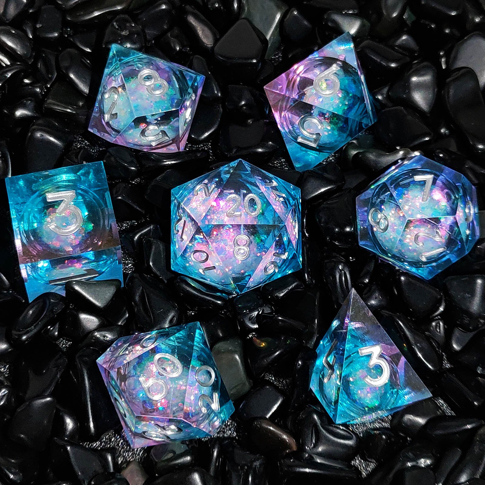 Resin Sand Flow Dice Liquid Core DND DungeonsDragons TRPG Board Game Dice Set Roleplaying Cthulhu - SkyeDragon Gifts