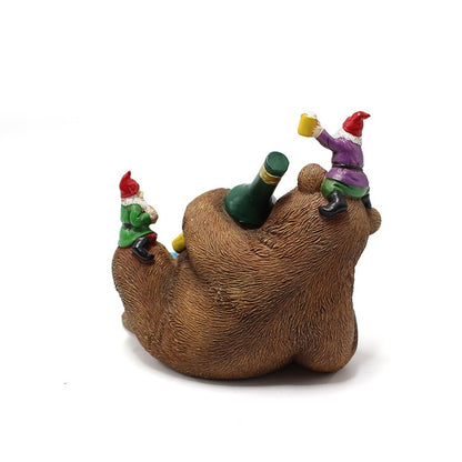Drunken Bear Resin Figurine Garden Courtyard Decoration 14cm