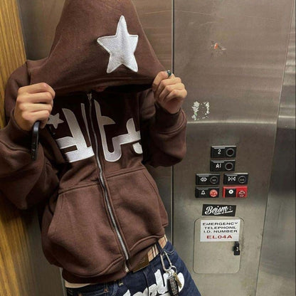 Star Printed Zip Up Hoodies - SkyeDragon Gifts