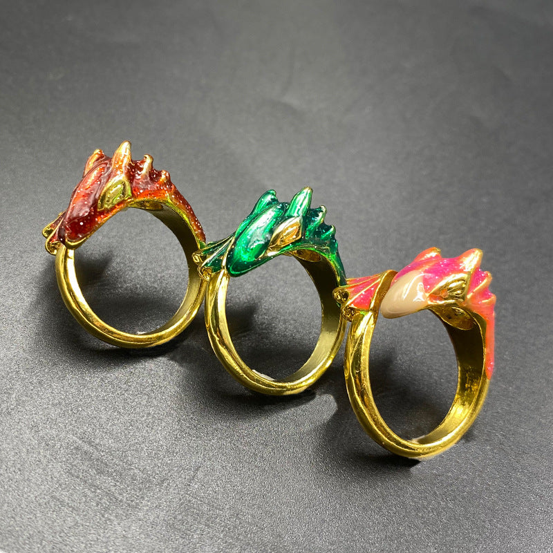 Jade Dragon Ring Lucky Finger Pet Ring Adjustable Opening Vintage Delicate Ring - SkyeDragon Gifts