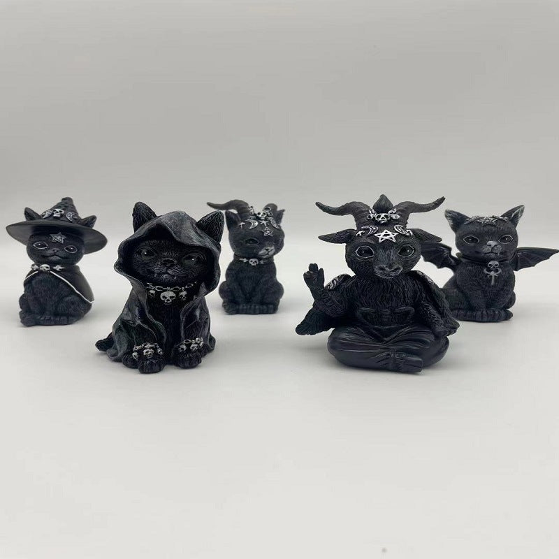Halloween Magic Cat Resin Craft Ornament Animal Sculpture - SkyeDragon Gifts