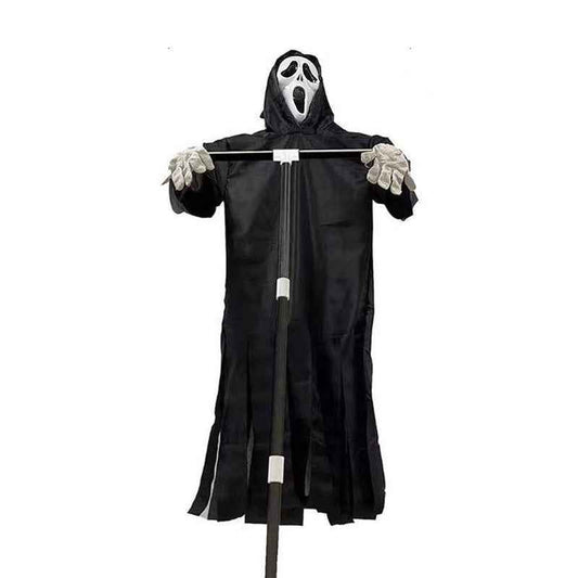 Scary Halloween Ghost Robe Costume with Crow Prop – Horror Phantom Cloak Dress for Men, Women & Cosplay