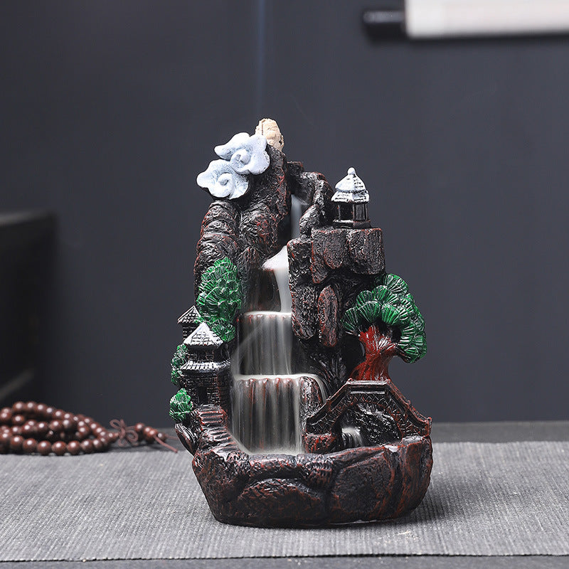 Back Flow Incense Burner Creative Home Decoration Alpine Flowing Water Resin Crafts Sandalwood Incense Burner