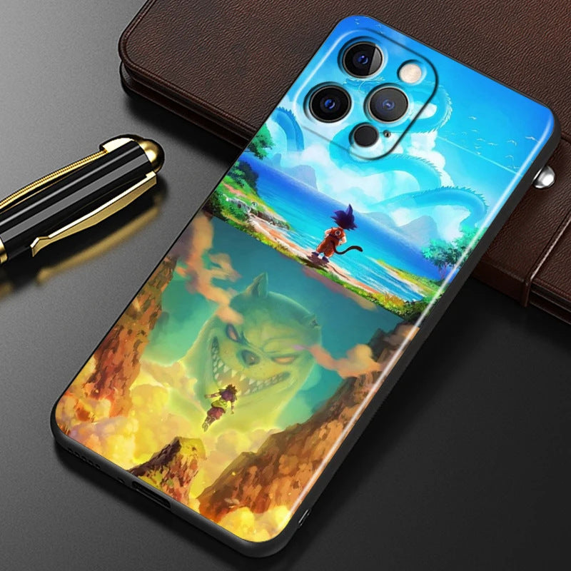 Suitable for 15 iPhone Fashion Dragon Ball Anime Phone Case Black Other Back Cover Color Painting - SkyeDragon Gifts
