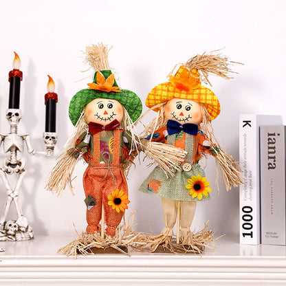 Halloween Scarecrow Decoration Figure for Playground, Restaurant, Mall, Harvest Festival - Cute Standing Pumpkin Doll