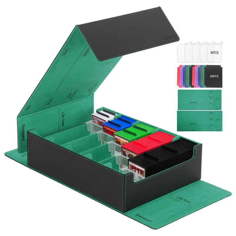 3800+ Capacity Card Storage Box. Includes 20 Dividers, 5 Supporters, Leather Magnetic Closure. Great for YuGiOh & MTG Cards. - SkyeDragon Gifts