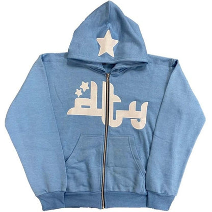 Star Printed Zip Up Hoodies - SkyeDragon Gifts