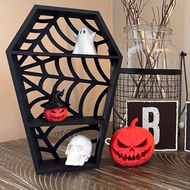 Gothic Style Coffin-Shaped Spider Web 3D Printed Jewelry Stand Decorative Ornament
