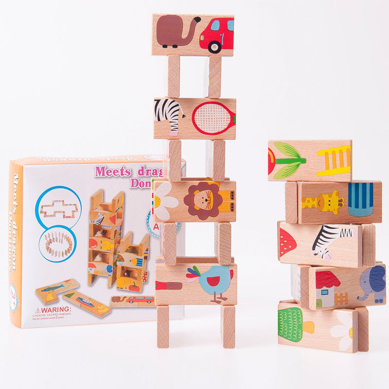 Wooden animal dragon puzzle puzzle children's early education teaching aids and puzzle toys - SkyeDragon Gifts