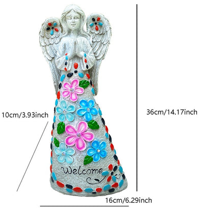Flower Fairy Outdoor Solar Angel Statue Resin Lamp