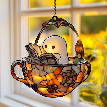 Halloween Decoration Ghost Reading Light Catcher Hanging Ornament Craft Pendant - SkyeDragon Gifts