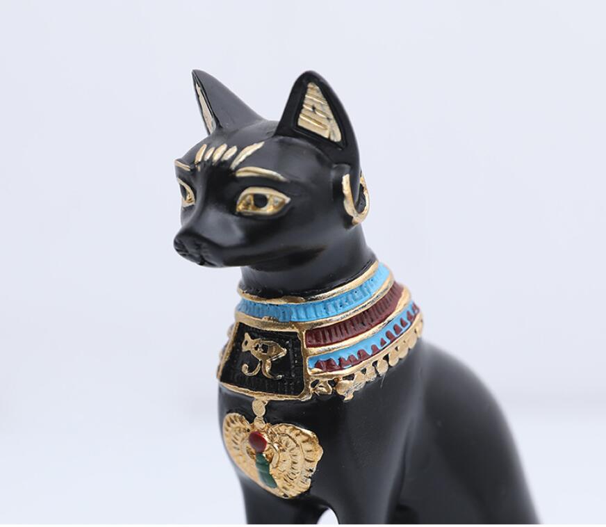 Egyptian Cat God Resin Fortune Cat Statue for Home Entrance Decor