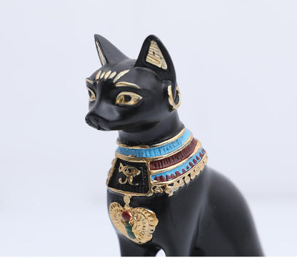Egyptian Cat God Resin Fortune Cat Statue for Home Entrance Decor