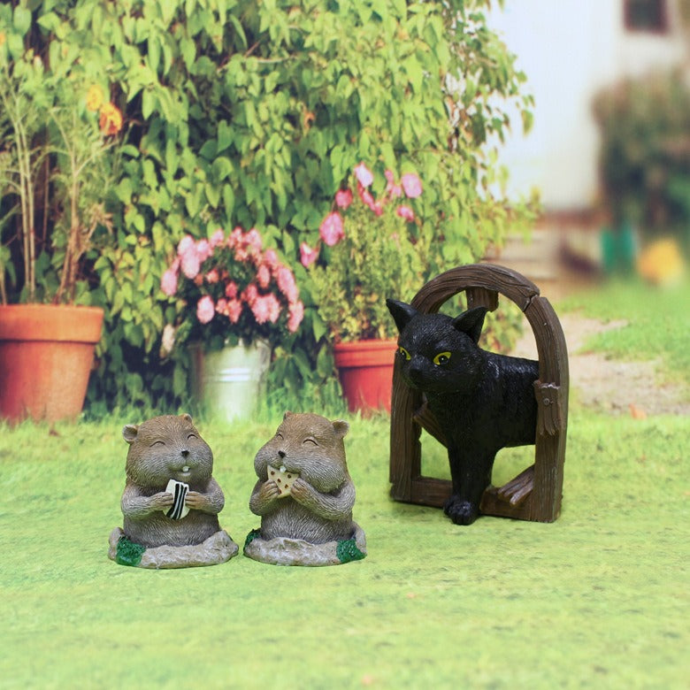 Resin Crafts Cat and Gopher Decoration Outdoor Courtyard Landscape Garden Decoration