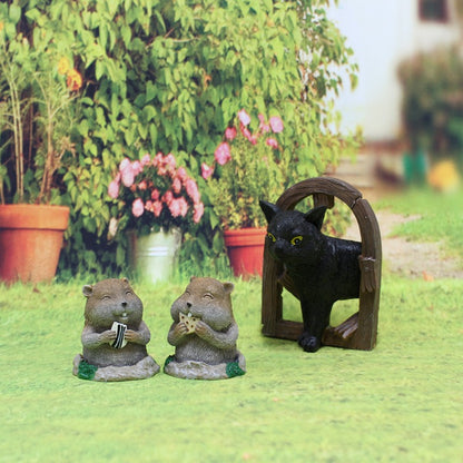 Resin Crafts Cat and Gopher Decoration Outdoor Courtyard Landscape Garden Decoration