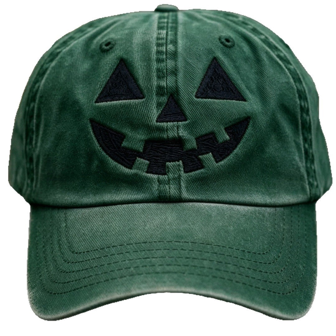 Halloween Pumpkin Smile Embroidered Baseball Cap, Washed Vintage Outdoor Sun Protection Duckbill Hat - SkyeDragon Gifts
