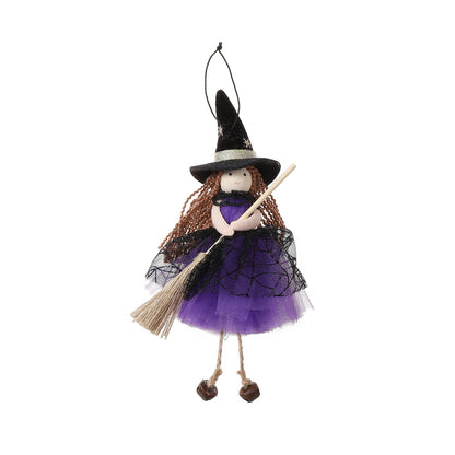 Halloween Mesh Broom Witch Girl Angel Decoration Hanging Bell Doll Christmas Tree Ornament - SkyeDragon Gifts