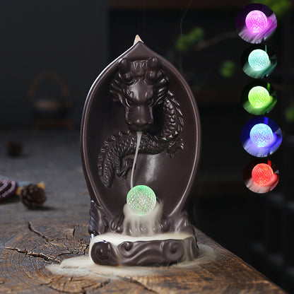 Creative LED Lamp Backflow Incense Burner Original Chinese Dragon Backflow Aromatherapy Furnace Ornament