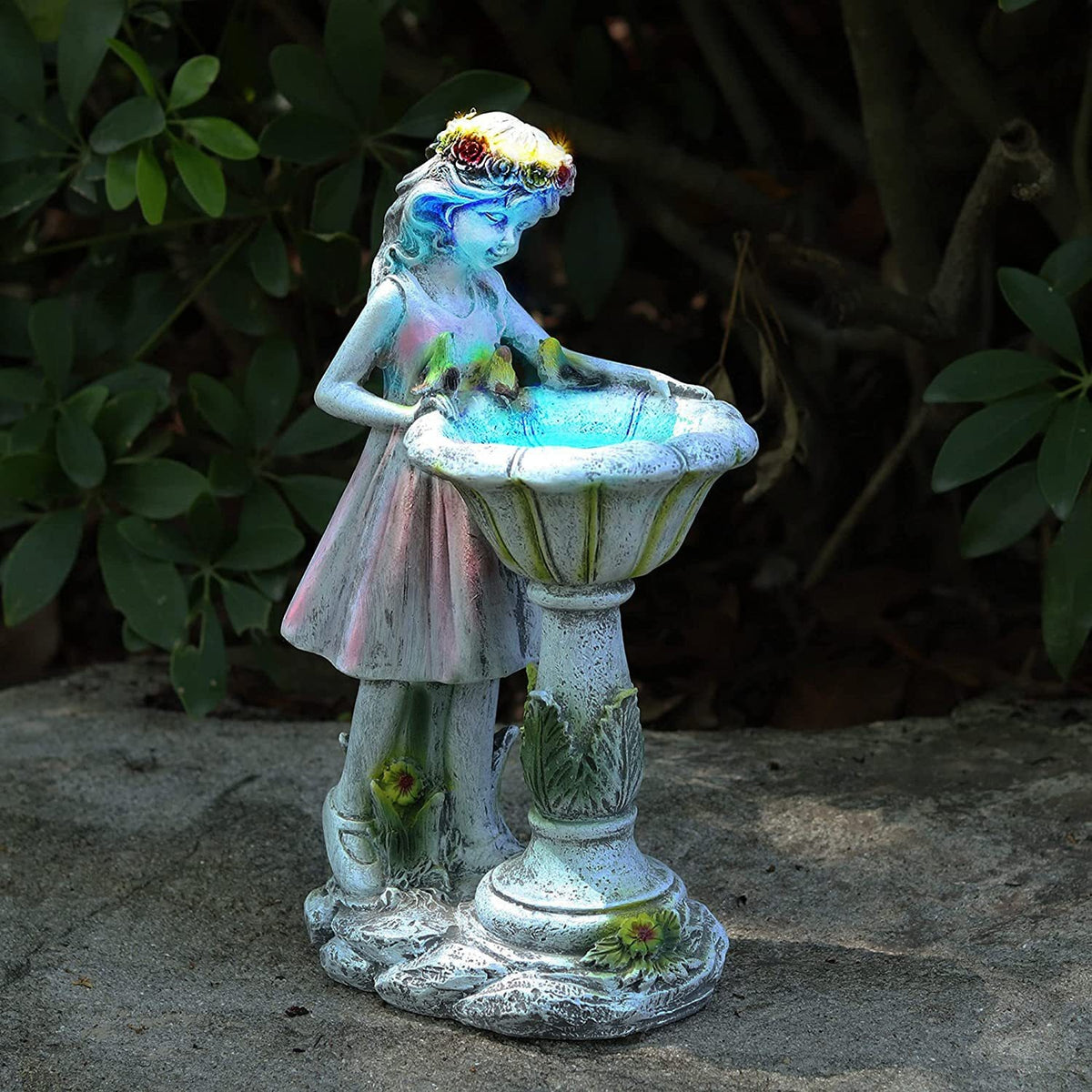 Outdoor solar energy flower fairy angel statue resin decoration